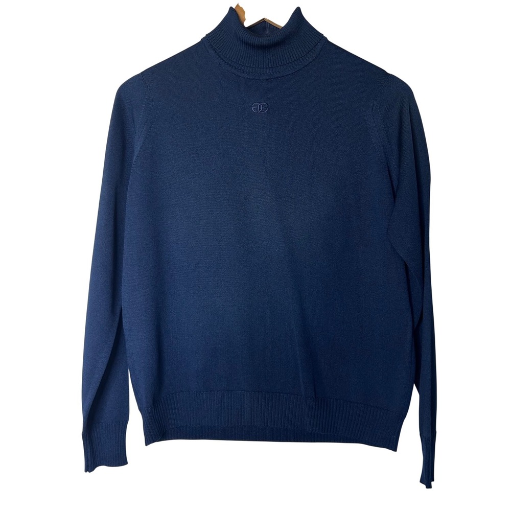 Givenchy Sweater Sz 40 US M Sport Paris New York Navy Blue Quarter Zip Mock Neck
